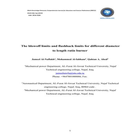 The blowoff limits and flashback limits for different diameter to length rati...