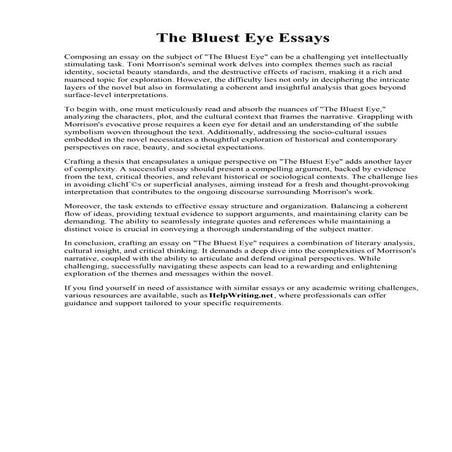 The Bluest Eye Essays