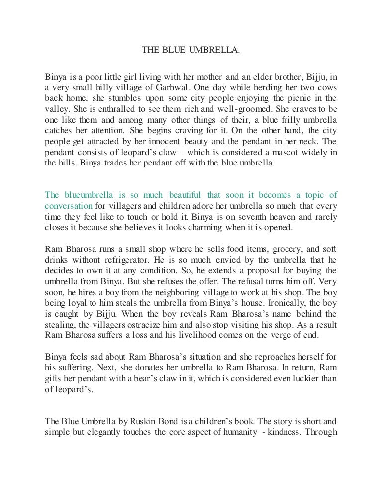 Download The Blue Umbrella Summary In English Pictures