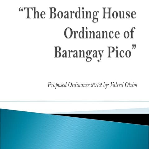 The boarding house ordinance of barangay pico