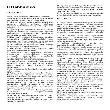 The Book Of The Prophet Habakkuk Xhosa pdf