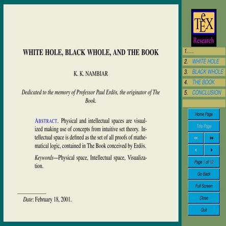 White Hole, Black Whole, and The Book