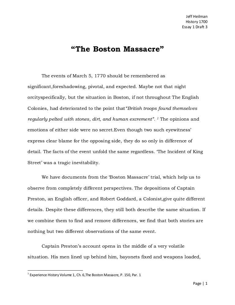 boston massacre essay ideas