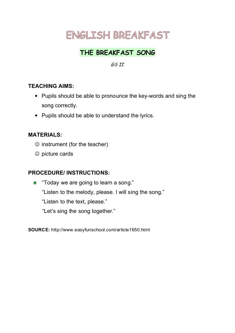 The breakfast song