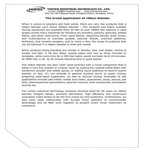 The broad application of ribbon blender