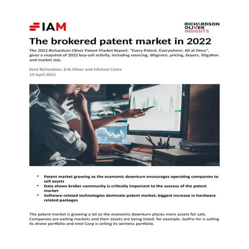 The Brokered Patent Market in 2022 - Richardson Oliver Insights - IAM Media - 20230419.pdf