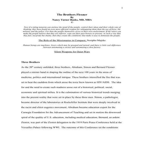 The Brothers Flexner by Nancy Turner Banks M.D., MBA