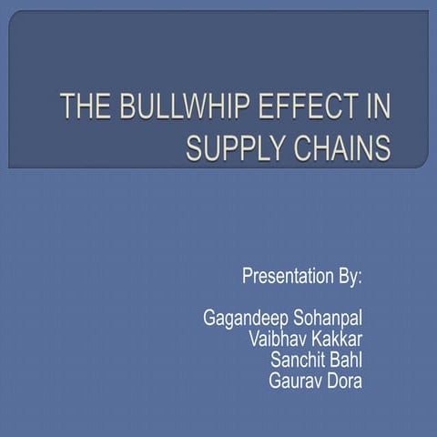 The bullwhip effect in supply chains