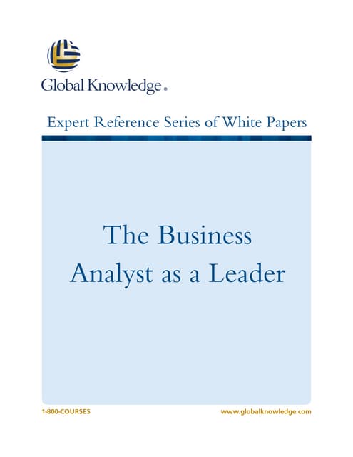 The Business Analyst as a leader