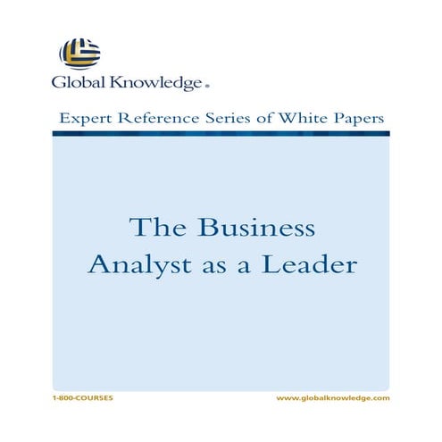 The Business Analyst as a leader