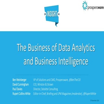 The business of data analytics and business intelligence   15 nov 2016