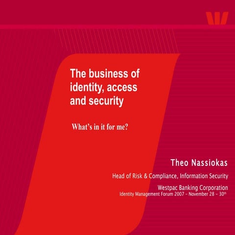 The Business Of Identity, Access And Security V1.0
