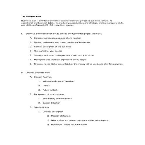 Business Plan Example Of Sample Business Plan | PDF
