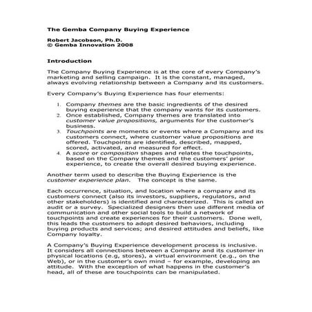 The Buying Experience V.1 12 May 2008