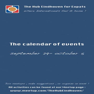 The calendar of events september 29 - october 5