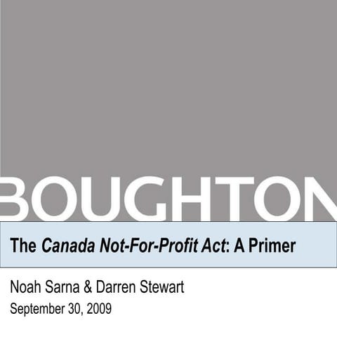The Canada Not For Profit Act