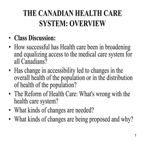 The Canadian Health Care System for beginners
