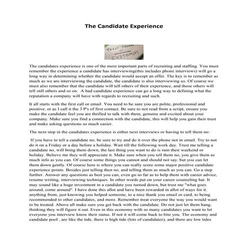The candidate experience