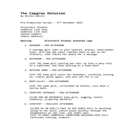 The Capgras Delusion - Screenplay
