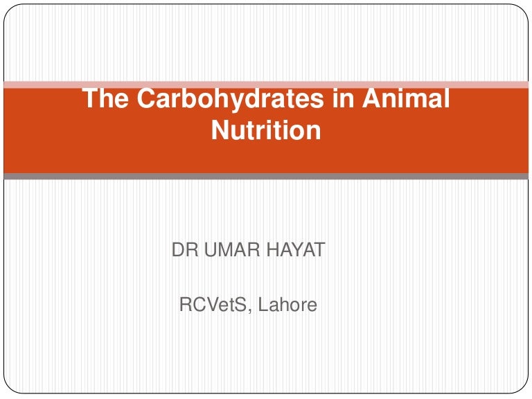 The carbohydrates in animal nutrition