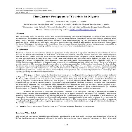 The career prospects of tourism in nigeria