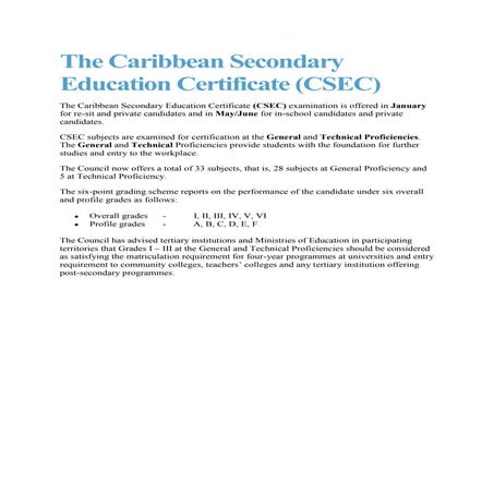 The caribbean secondary education certificate