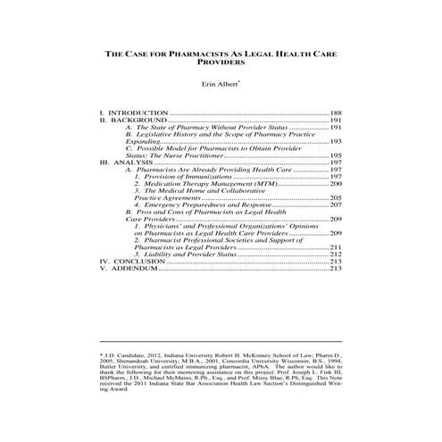 The Case For Pharmacists As Legal Healthcare Providers