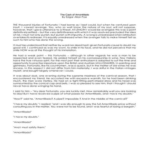 The cask of amontillado
