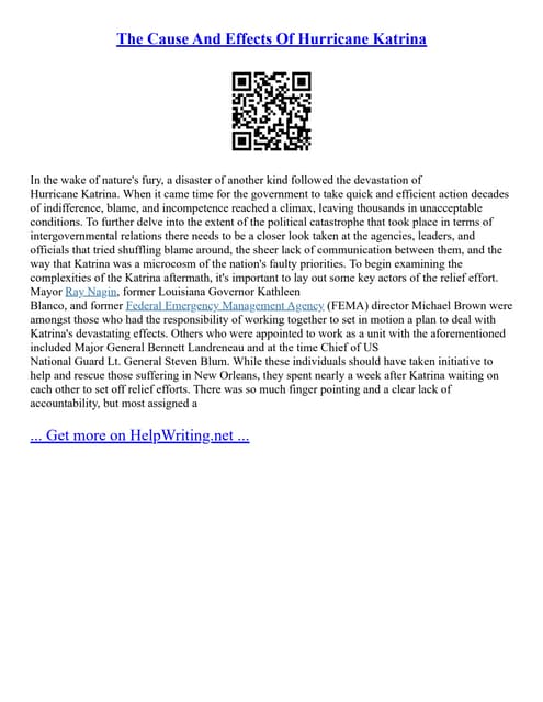 Hurricane Katrina Essay Pdf