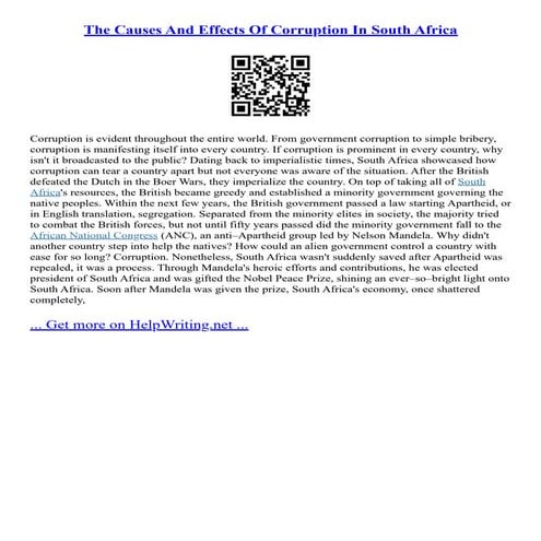 The Causes And Effects Of Corruption In South Africa | PDF