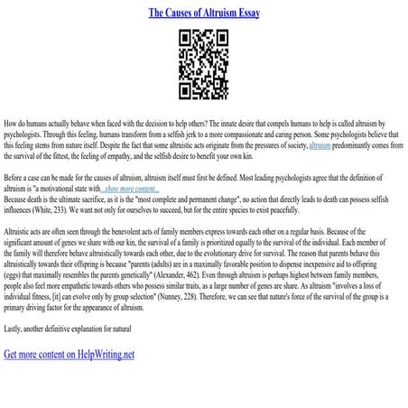 The Causes Of Altruism Essay