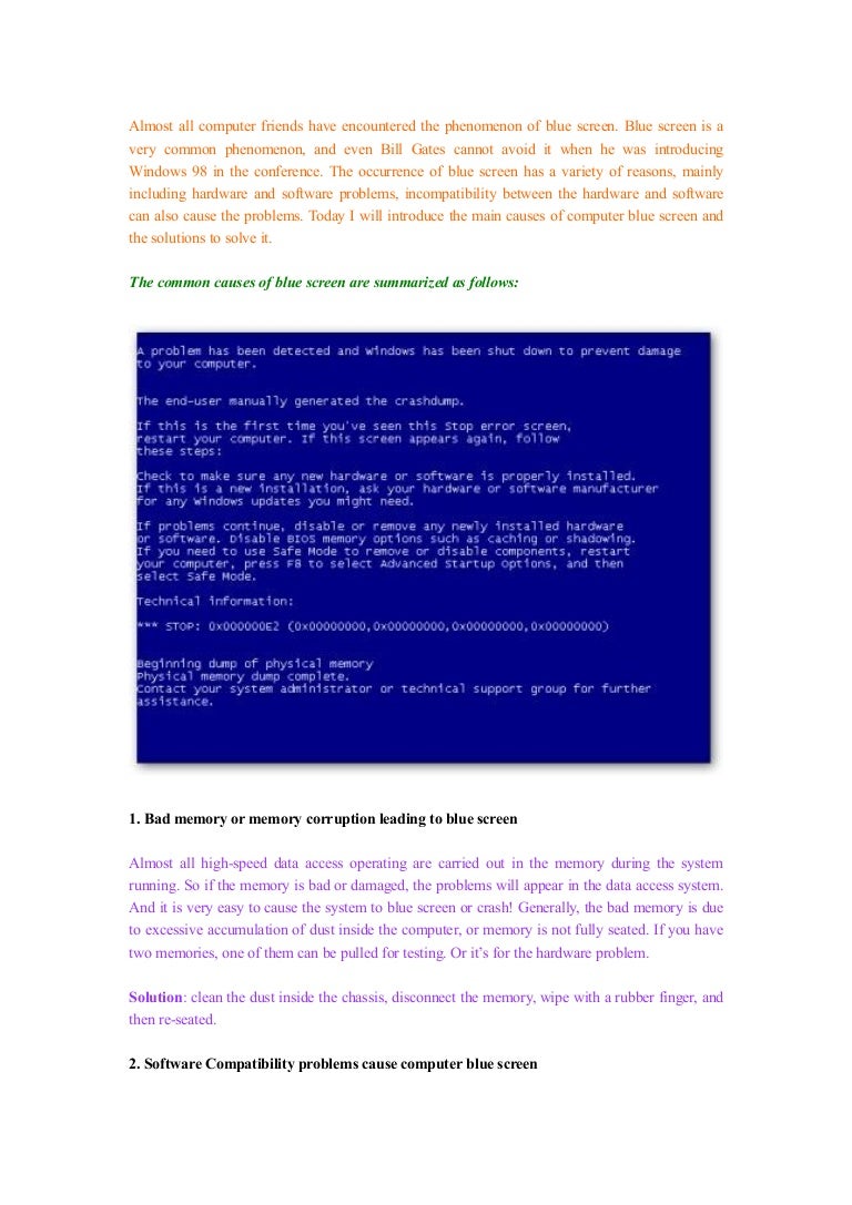Blue Screen: What Causes Blue Screen? – FYVISM