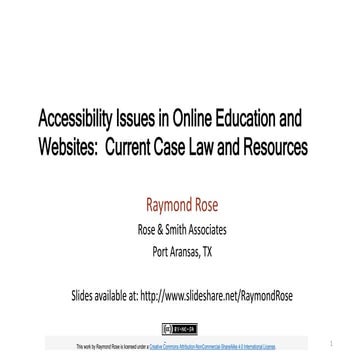 Accessibility Issues in Online Education and Websites:  Current Case Law and ...