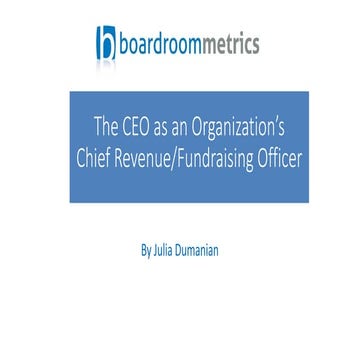 The CEO as an Organization's Chief Fundraising Officer