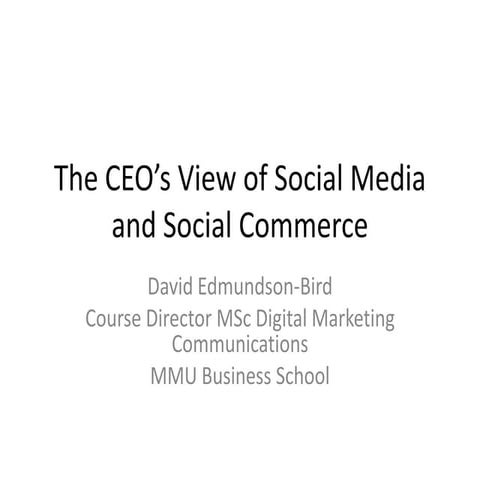 The CEO's View of Social Media and Social Commerce