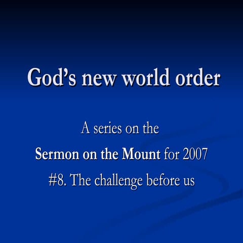 Sermon on the Mount Conclusion