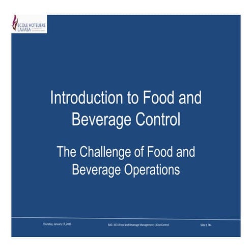 The challenge of f&b operations [compatibility mode]