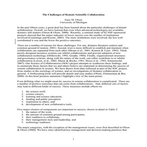 The challenges of remote scientific collaboration