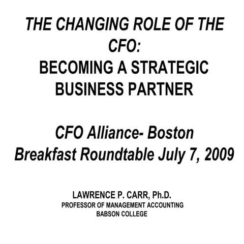 The Changing Role Of The CFO