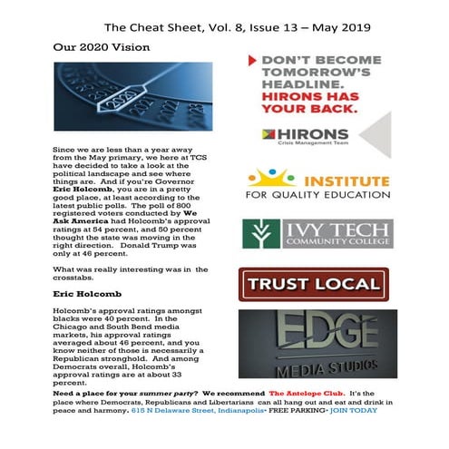 The Cheat Sheet for 5 23-2019