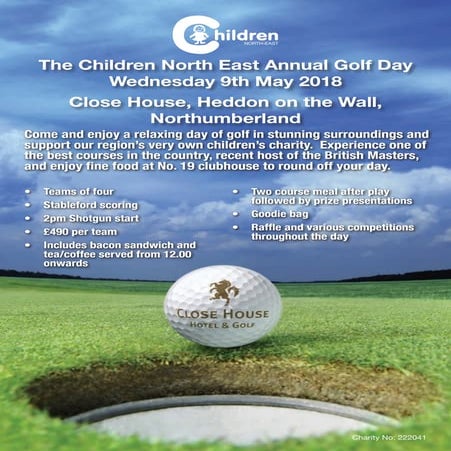 The Children North East Annual Golf Day Wednesday 9th May 2018