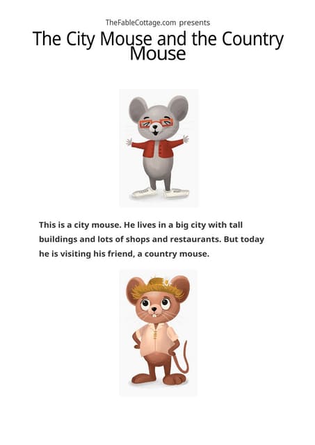 The Town Mouse and The Country Mouse Story | PDF