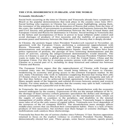 The civil disobedience in brazil and the world