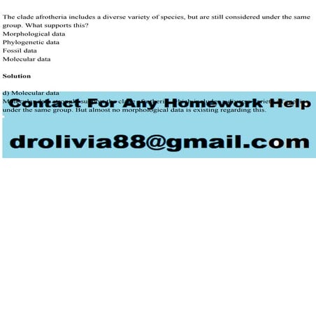 The clade afrotheria includes a diverse variety of species, but are .pdf