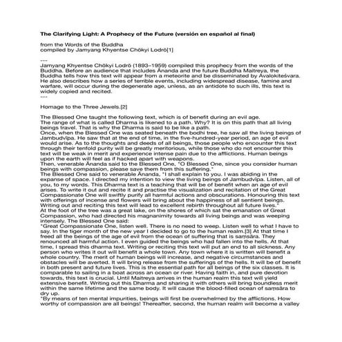 The clarifying light  a prophecy of the future