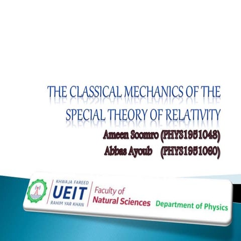 The classical mechanics of the special theory of [autosaved]