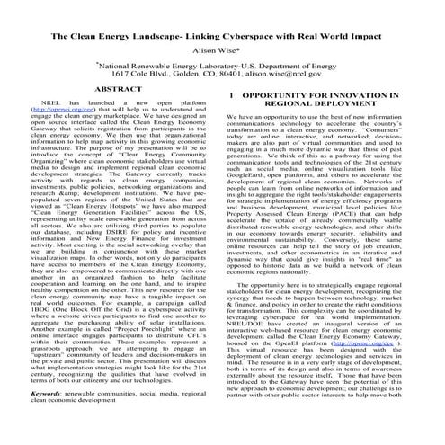 The clean energy landscape  linking cyberspace with real world impact euec201...
