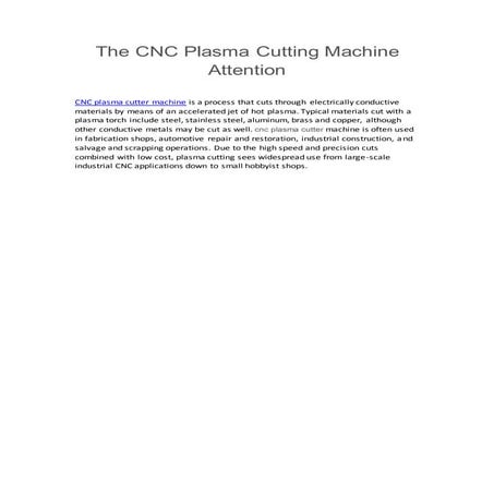 The cnc plasma cutting machine attention
