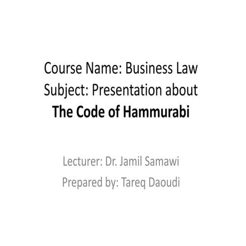 The code of hammurabi