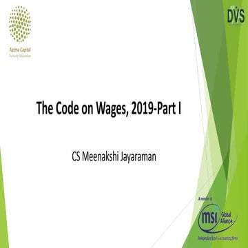 The Code on Wages, 2019 - Part I